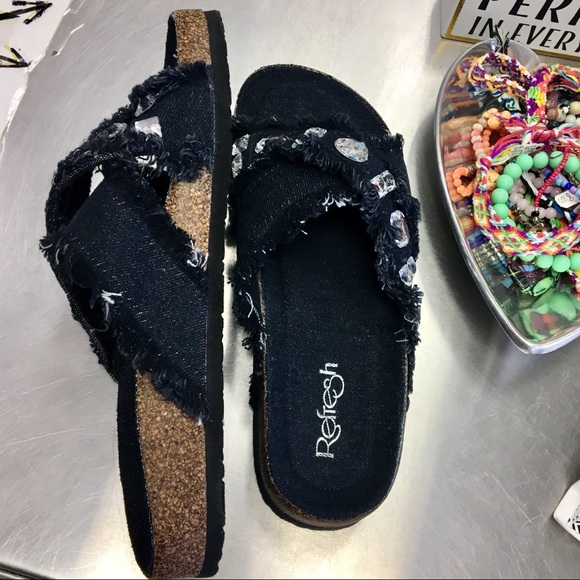 Black denim gem sandal - Picture 5 of 7